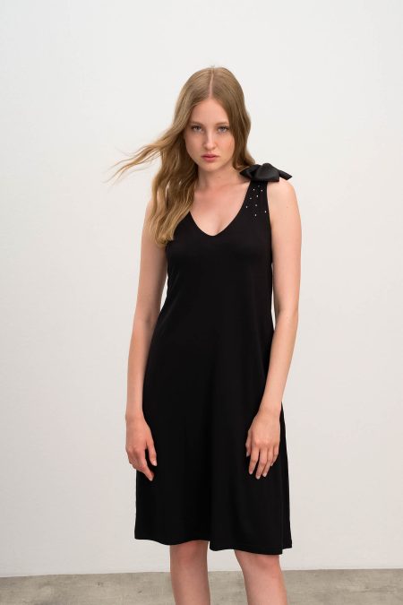 Vamp - Μονόχρωμο Αμάνικο Φόρεμα 16519 BLACK