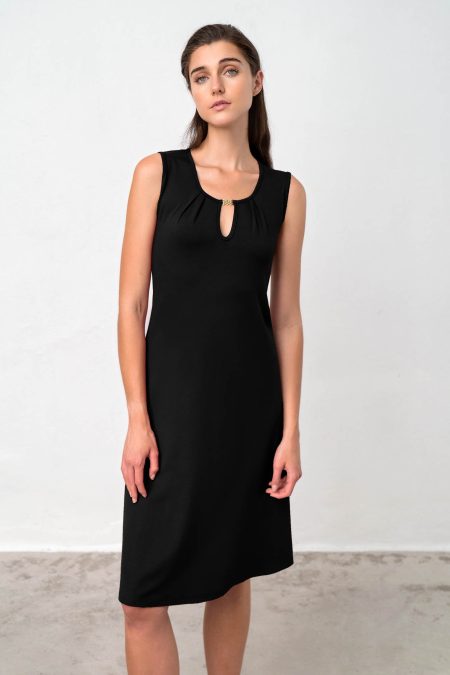 Vamp - Μονόχρωμο Αμάνικο Φόρεμα 18489 BLACK