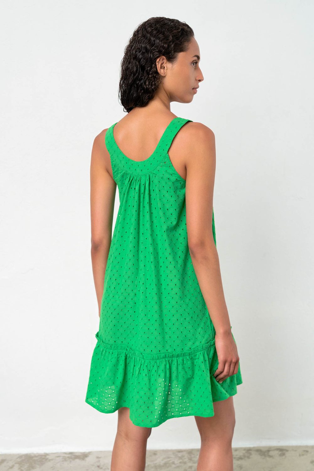Vamp - Μονόχρωμο Αμάνικο Φόρεμα 18451 GREEN PARROT